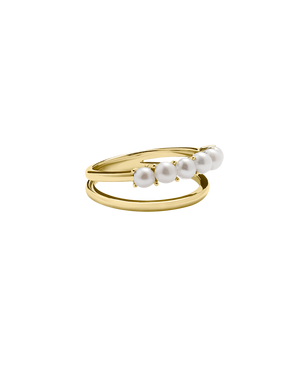 Pearl Double Band Ring - Gold