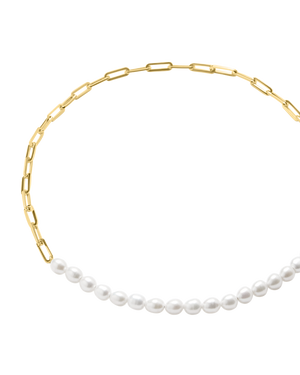 Pearl Adjustable Necklace - Gold