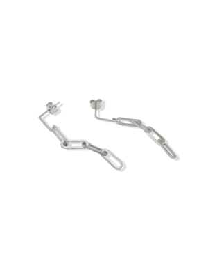 CA Jewellery Link Chain Drop Earrings -Silver