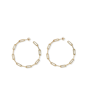 Link Chain Hoop Earrings - Gold