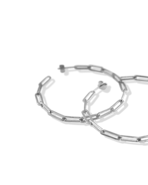 CA Jewellery Link Chain Hoop Earrings - Silver