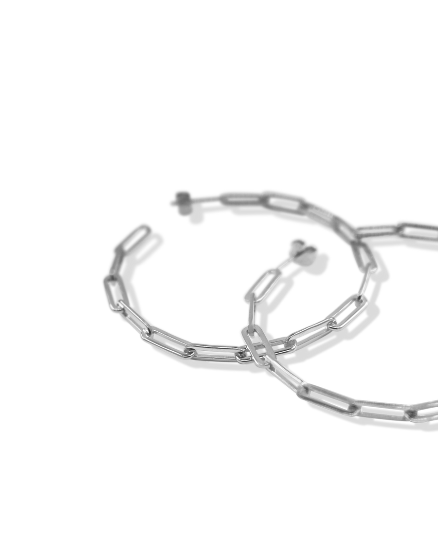 CA Jewellery Link Chain Hoop Earrings - Silver