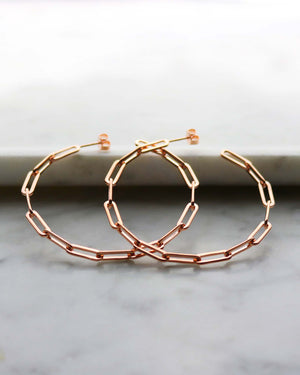 Link Chain Hoop Earrings - Rose Gold