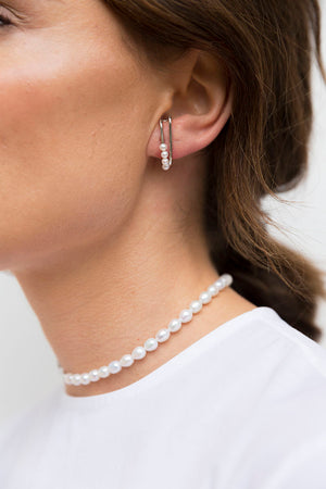 Pearl Stud Earrings - Silver